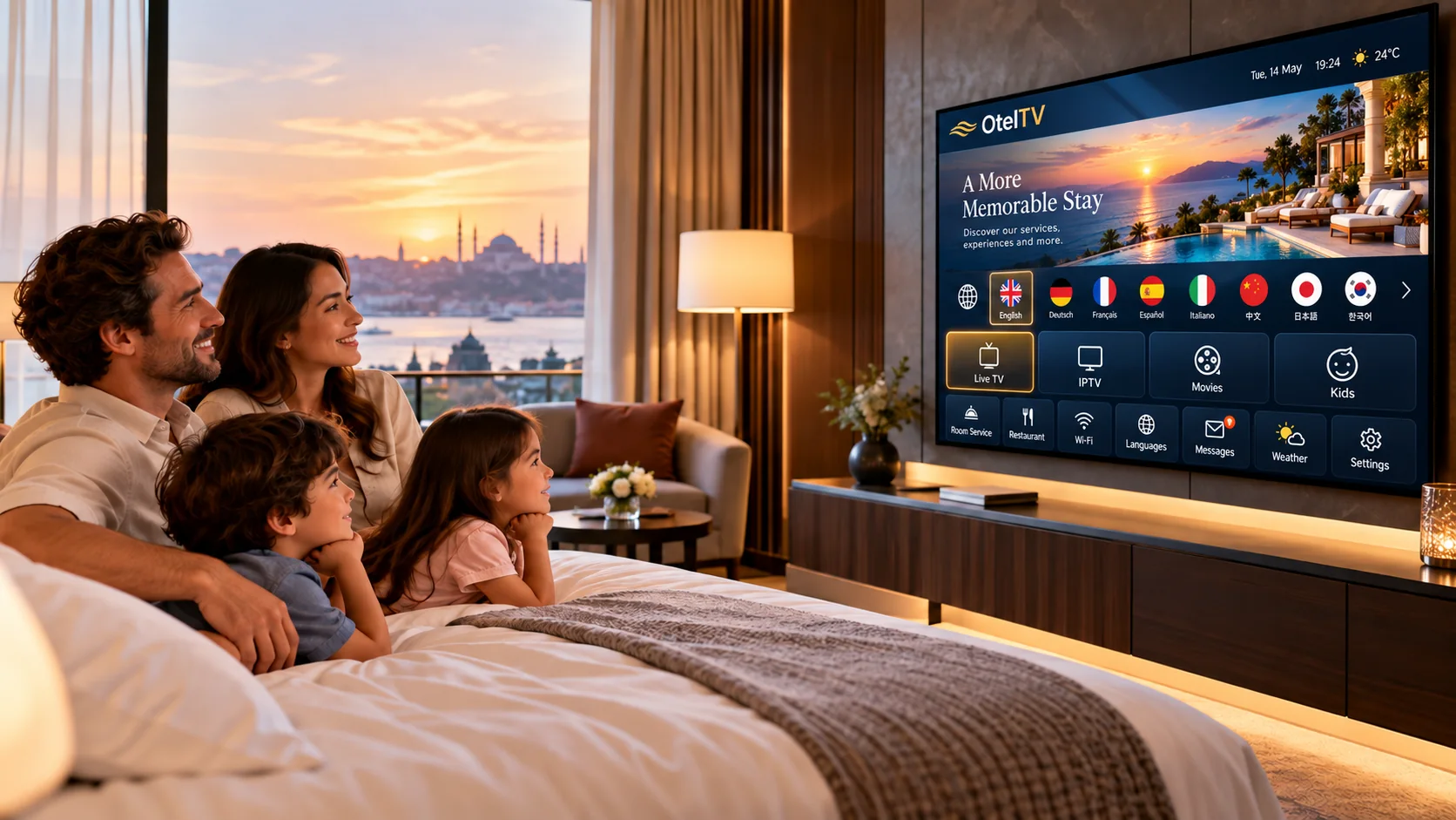 MisafirTV çok dilli otel TV arayüzü otomatik dil algılama